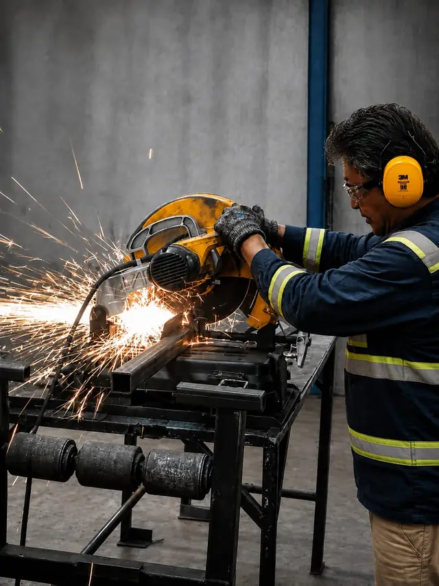 Esmerilado de estructura metálica para rack industrial en Puebla