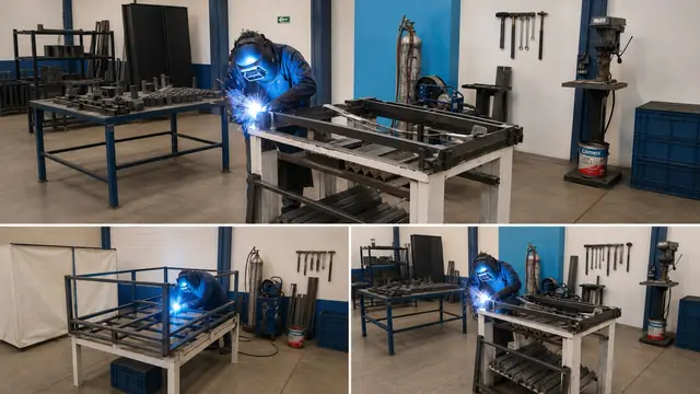 Estaciones de soldadura en la planta de Racks CCR en San Pedro Cholula