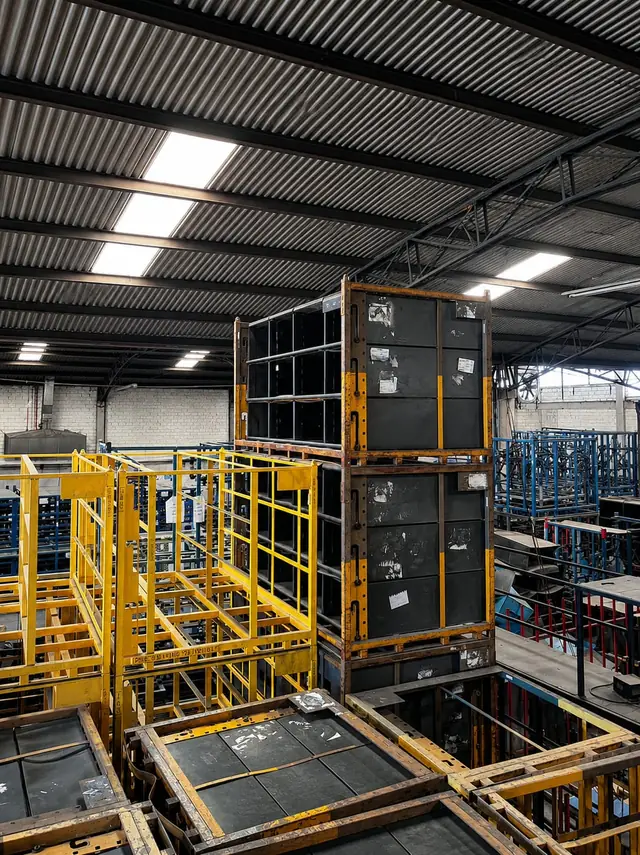 Racks apilables fabricados en la planta de Racks CCR en Puebla